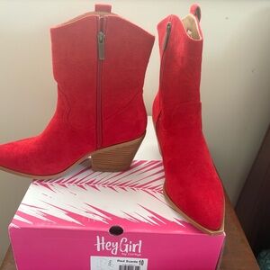 Corkys Vibrant Red Heeled Boots
